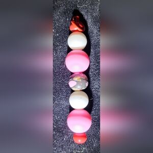 Pink and White Beaded Key Holder